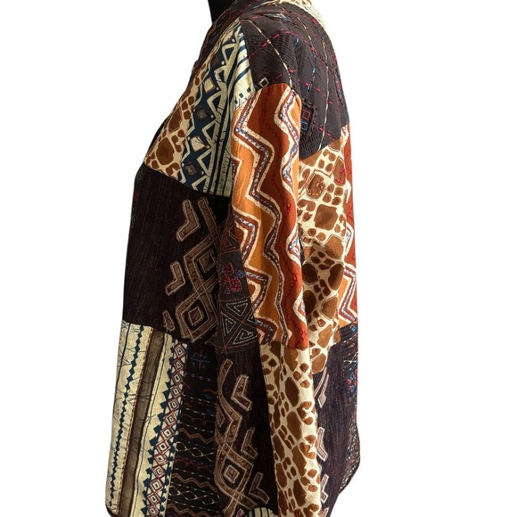 Chico's 3 Patchwork Button Up Shirt/Jacket Boho Tribal Print Artsy Festival XL - Picture 6 of 8